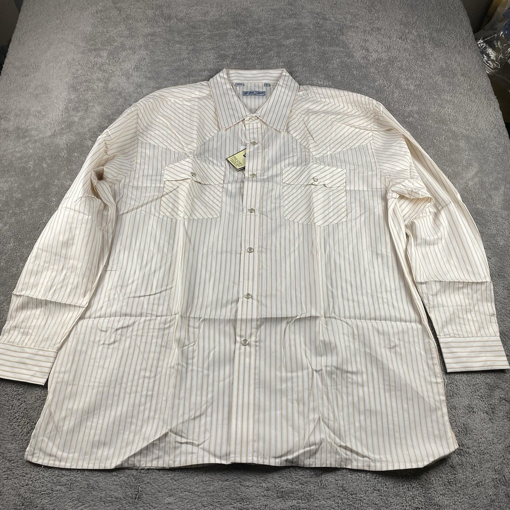 Desire Collection Long Sleeve Dress Shirt Mens XL White Orange Stripes NWT